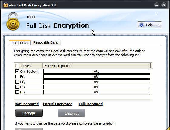 IdooFullDiskEncryptionv1.1截图1