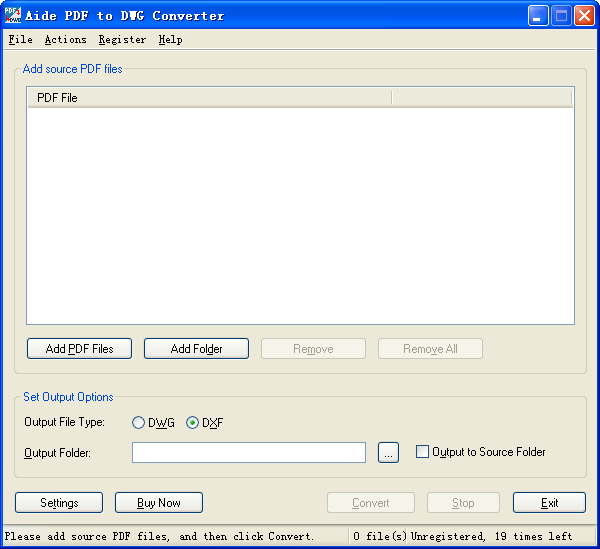 Aide PDF to DWG Converter