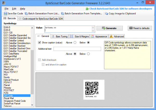 ByteScout BarCode Generator(条形码生成器)